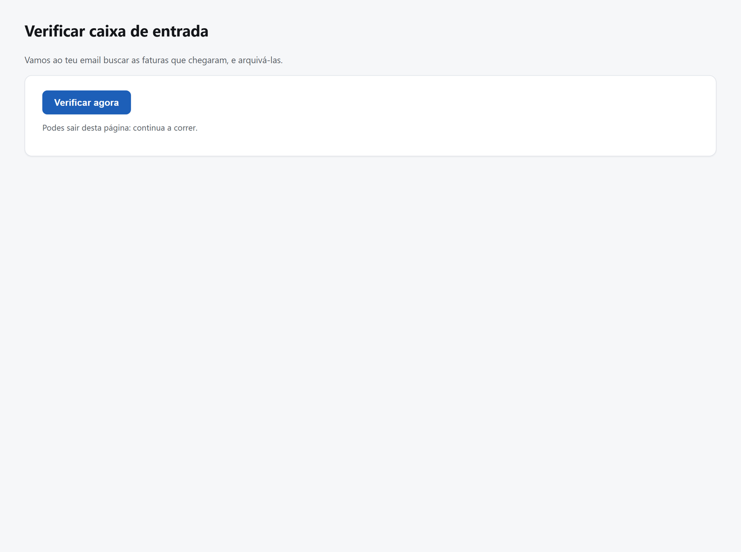 A verificação que vai ao email buscar faturas novas